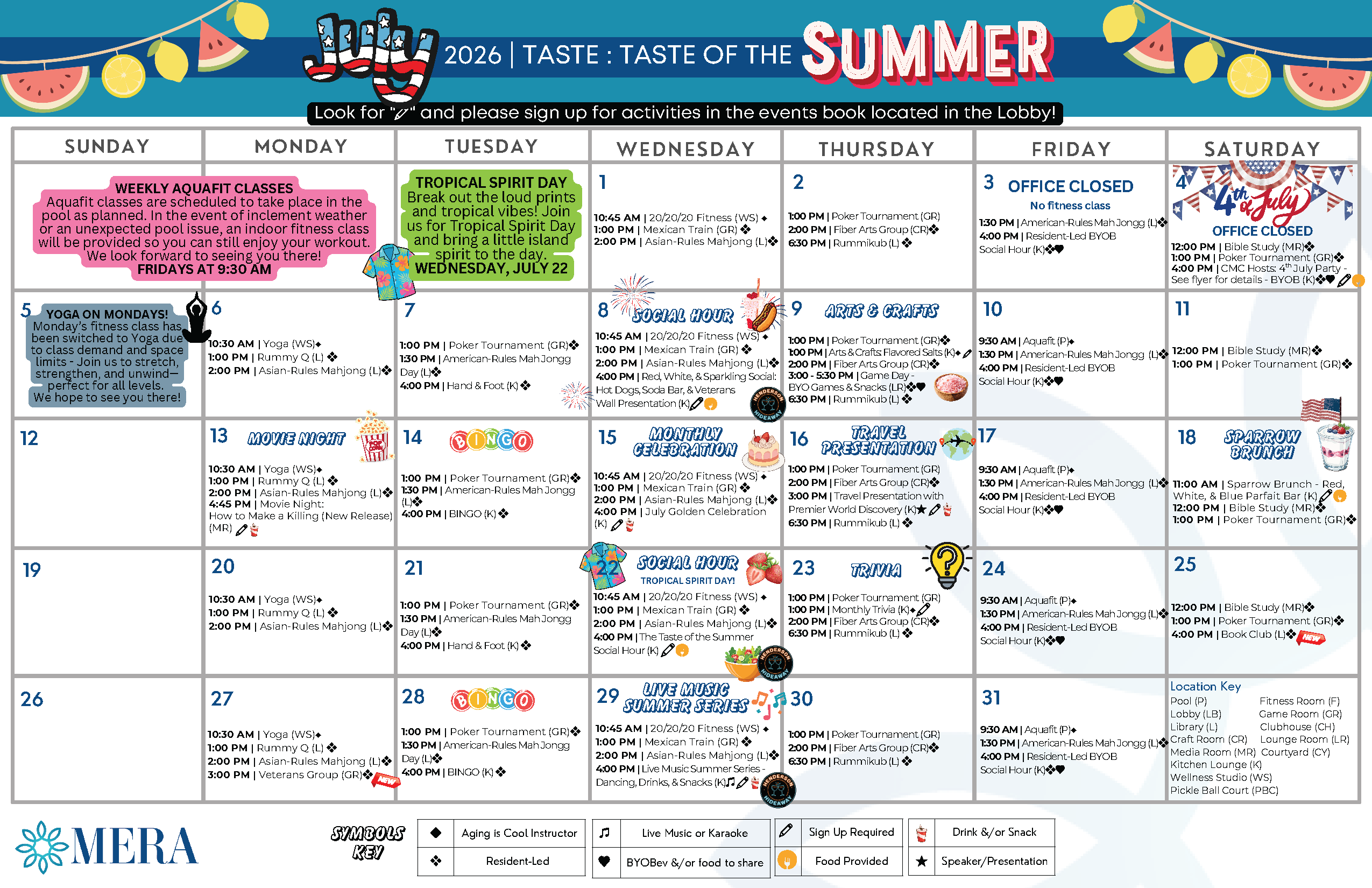 July Event Calendar July Event Calendar