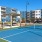 a tennis court with a net